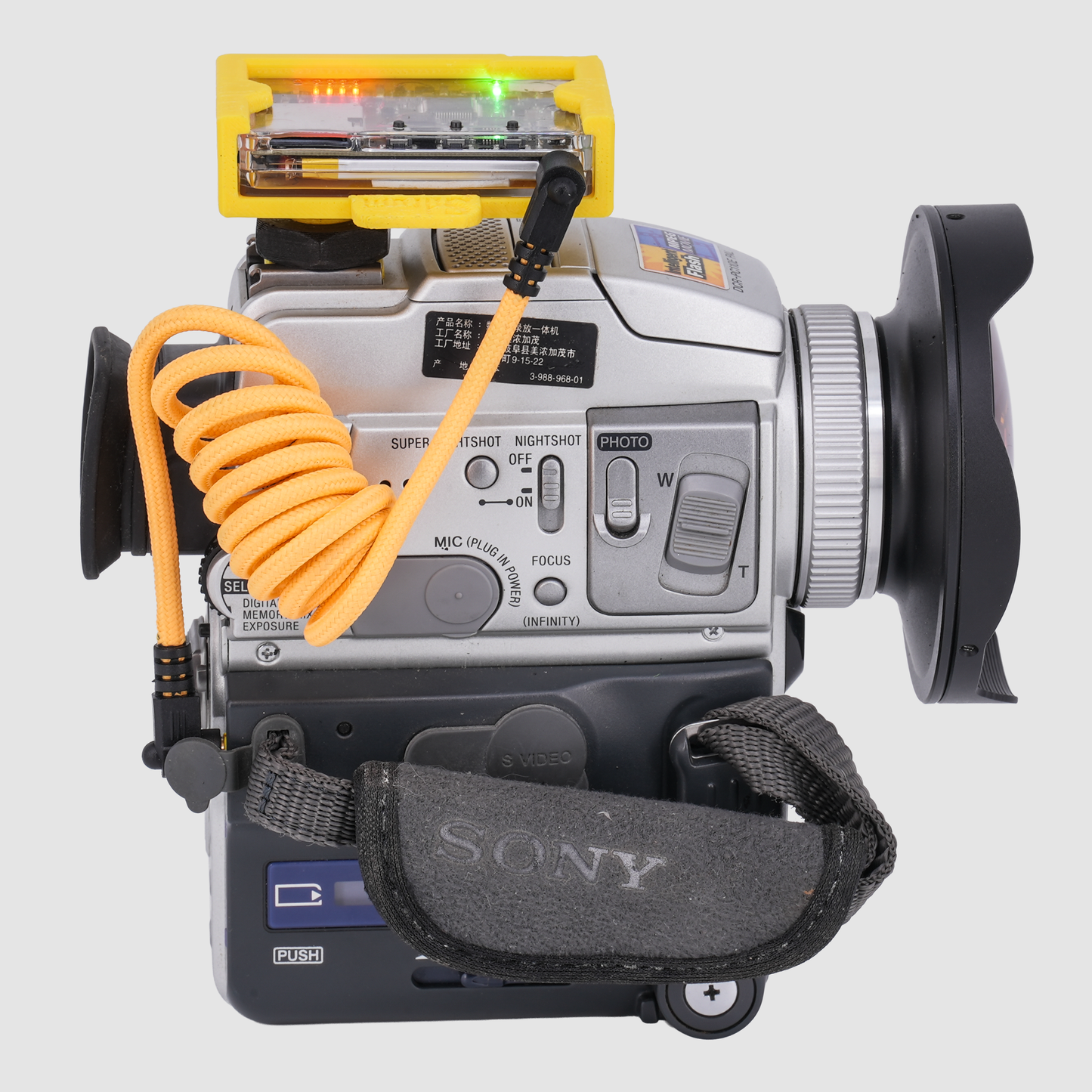 Inviz Yellow Cold Shoe Mount for Mini DVR – 3D Printed Mounting Bracket