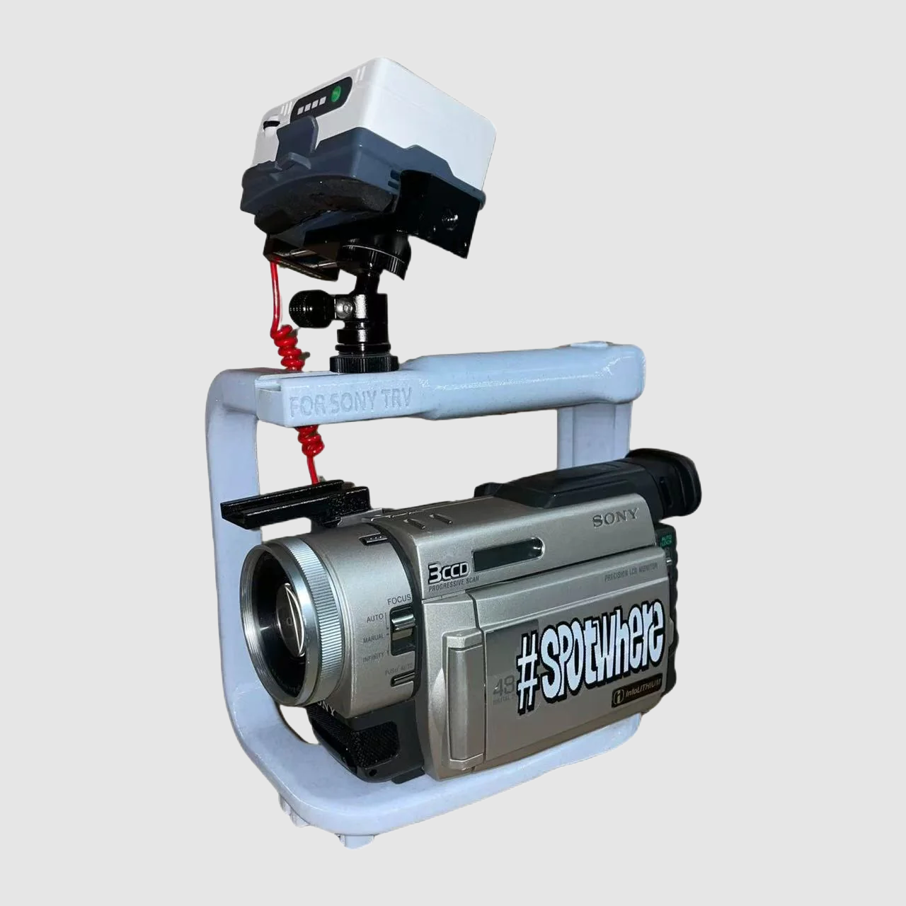 3D Printed Universal Handle Grip For Sony TRV Series – Low-Angle