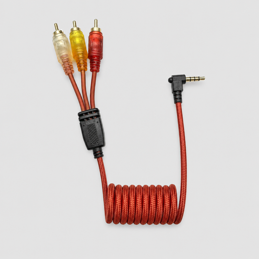 INVIZ Clear Red 3 RCA to 3.5mm AV Cable with Transparent Plugs for ImmersionRC PowerPlay