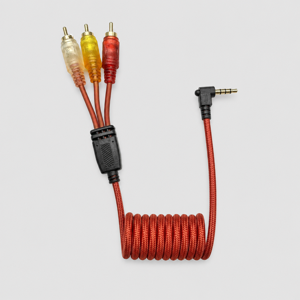 INVIZ Clear Red 3 RCA to 3.5mm AV Cable with Transparent Plugs for ImmersionRC PowerPlay