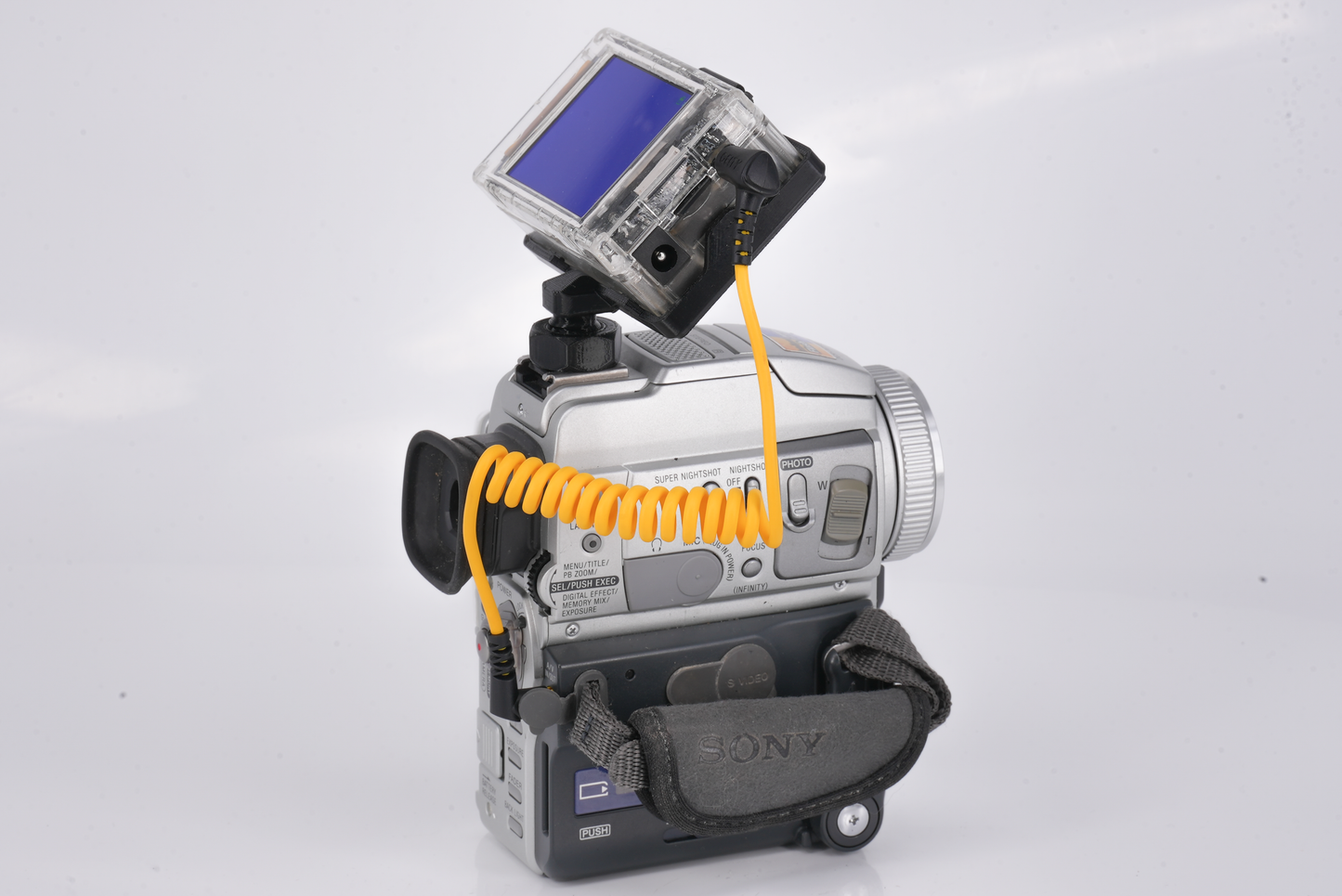 Yellow Inviz 3.5mm to 3.5mm Spring Data Cable for DV Cameras with Immersion RC PowerPlay Stretchable Coiled Sync Cable