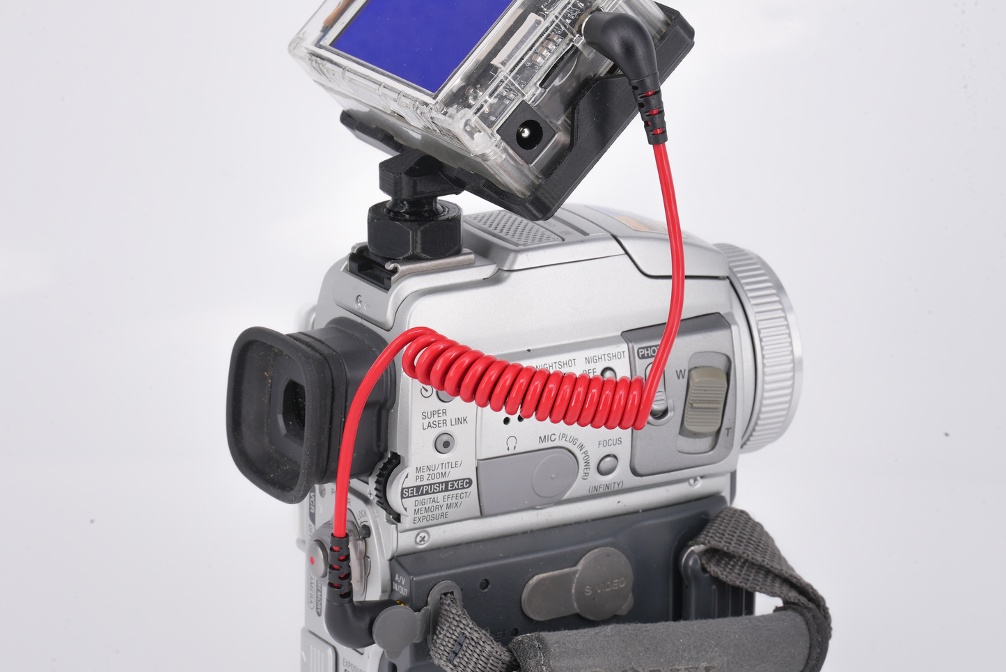 Red Inviz 3.5mm to 3.5mm Spring Data Cable for DV Cameras with Immersion RC PowerPlay Stretchable Coiled Sync Cable