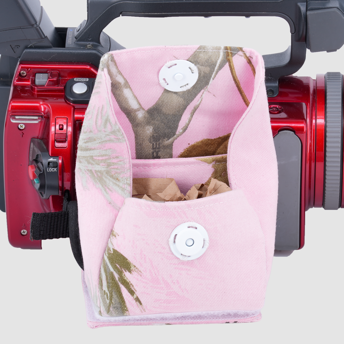Inviz Pink Camo Hand Strap Add-On Pouch for All Handycam Camcorders