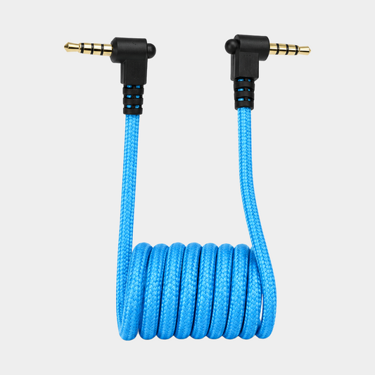 Blue Inviz 3.5mm to 3.5mm Braided Coiled Cable for Mini DVR