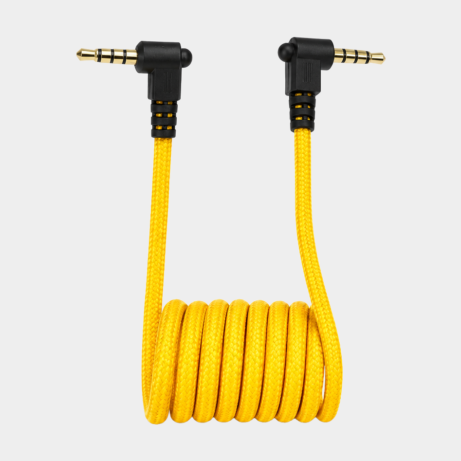 Yellow Inviz 3.5mm to 3.5mm Braided Coiled Cable for Mini DVR