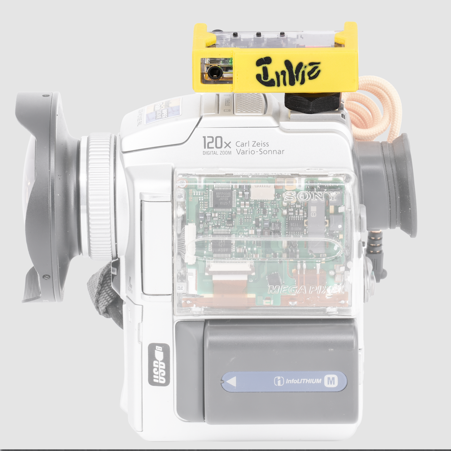 Inviz Yellow Cold Shoe Mount for Mini DVR – 3D Printed Mounting Bracket