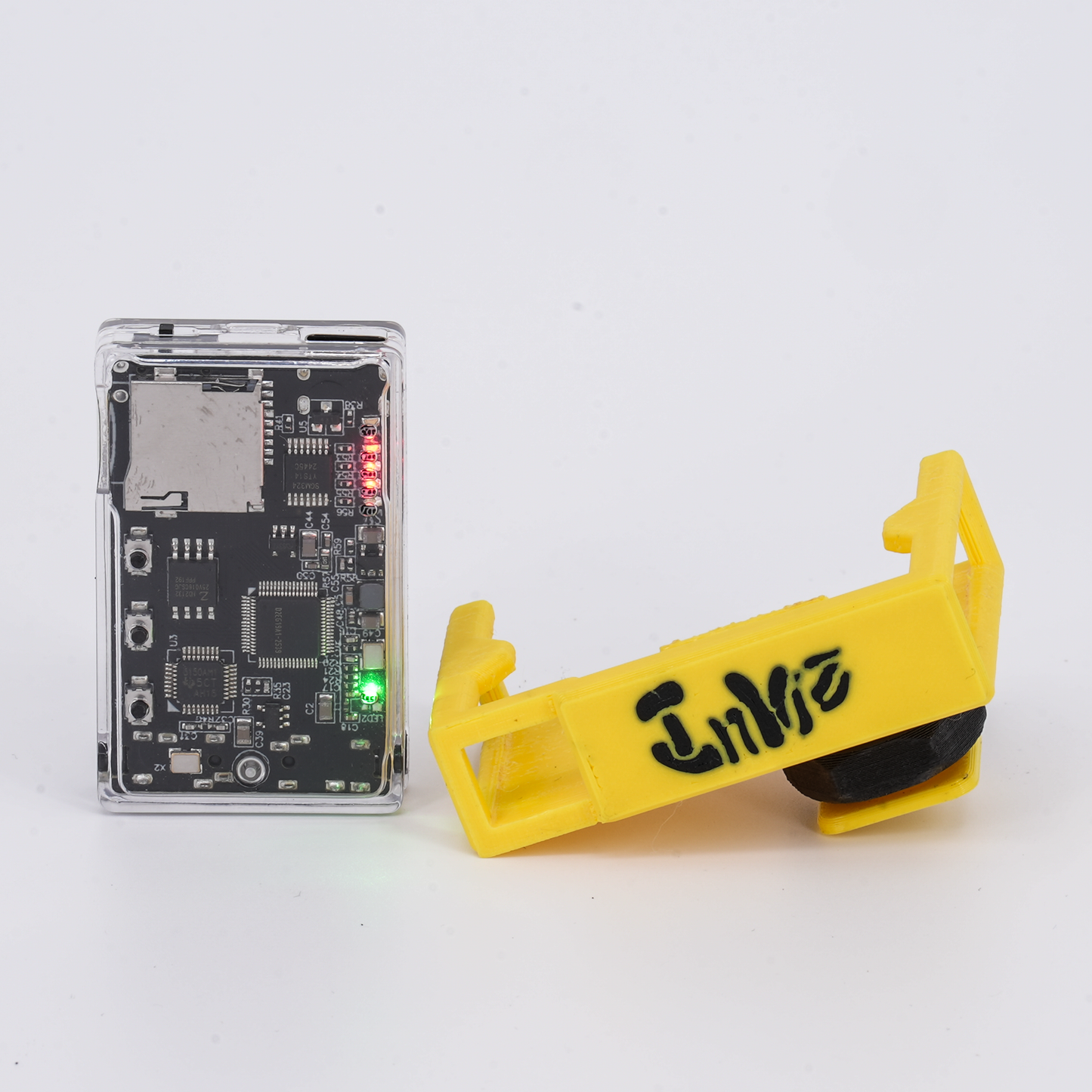 Inviz Yellow Cold Shoe Mount for Mini DVR – 3D Printed Mounting Bracket