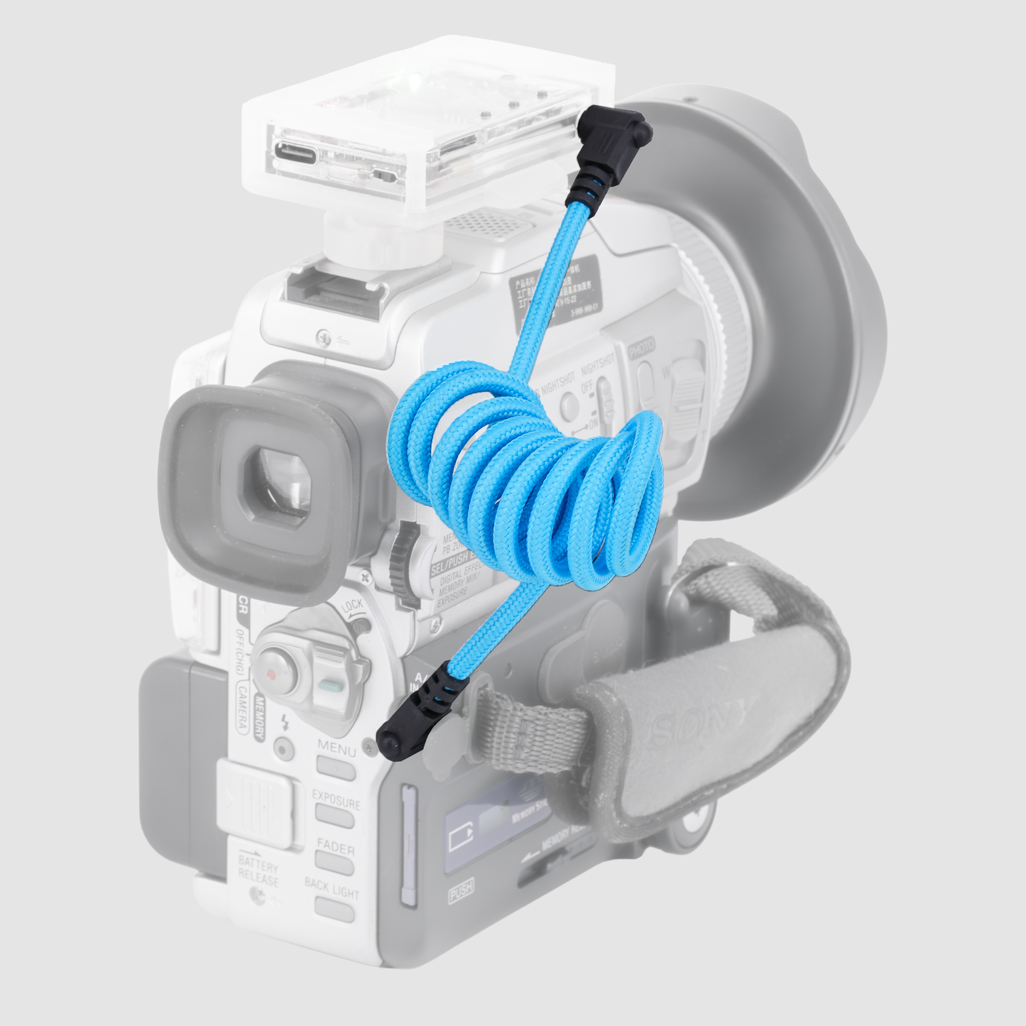 Blue Inviz 3.5mm to 3.5mm Braided Coiled Cable for Mini DVR