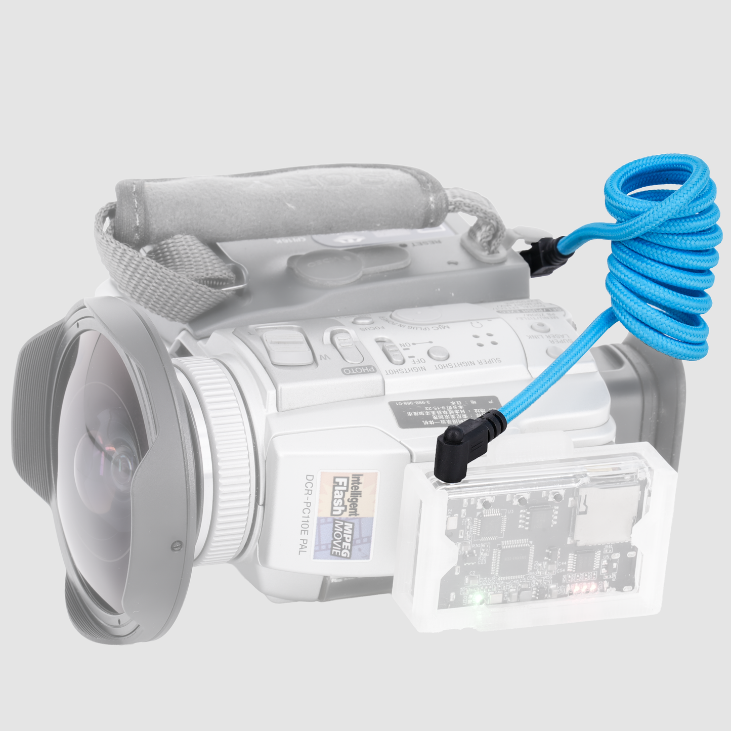 Blue Inviz 3.5mm to 3.5mm Braided Coiled Cable for Mini DVR