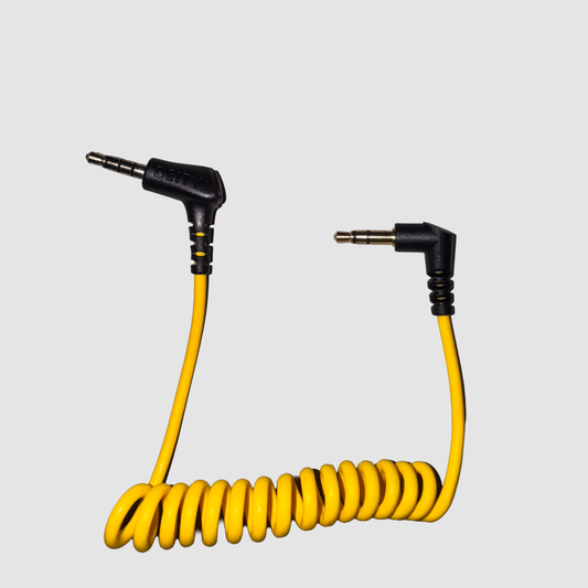 Yellow Inviz 3.5mm to 3.5mm Spring Data Cable for DV Cameras with Immersion RC PowerPlay Stretchable Coiled Sync Cable