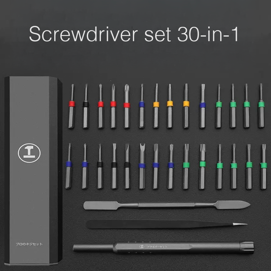 Inviz 30-in-1 Extended Precision Screwdriver Set – S2 Steel / Magnetic / Aluminum Case / Color-Coded Bits