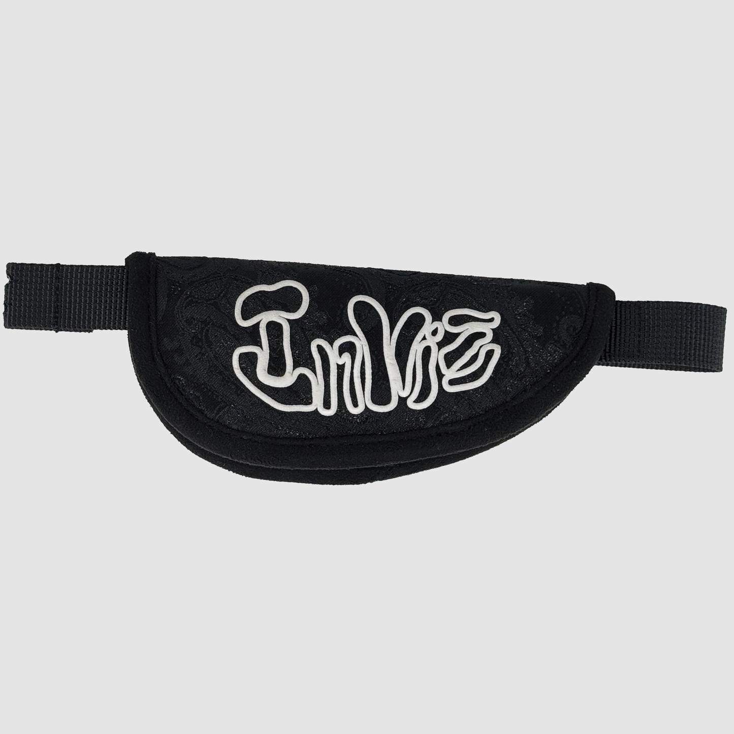 Inviz Black Paisley Jacquard Hand Strap with Cut-Out White Logo for Sony DV Camcorders